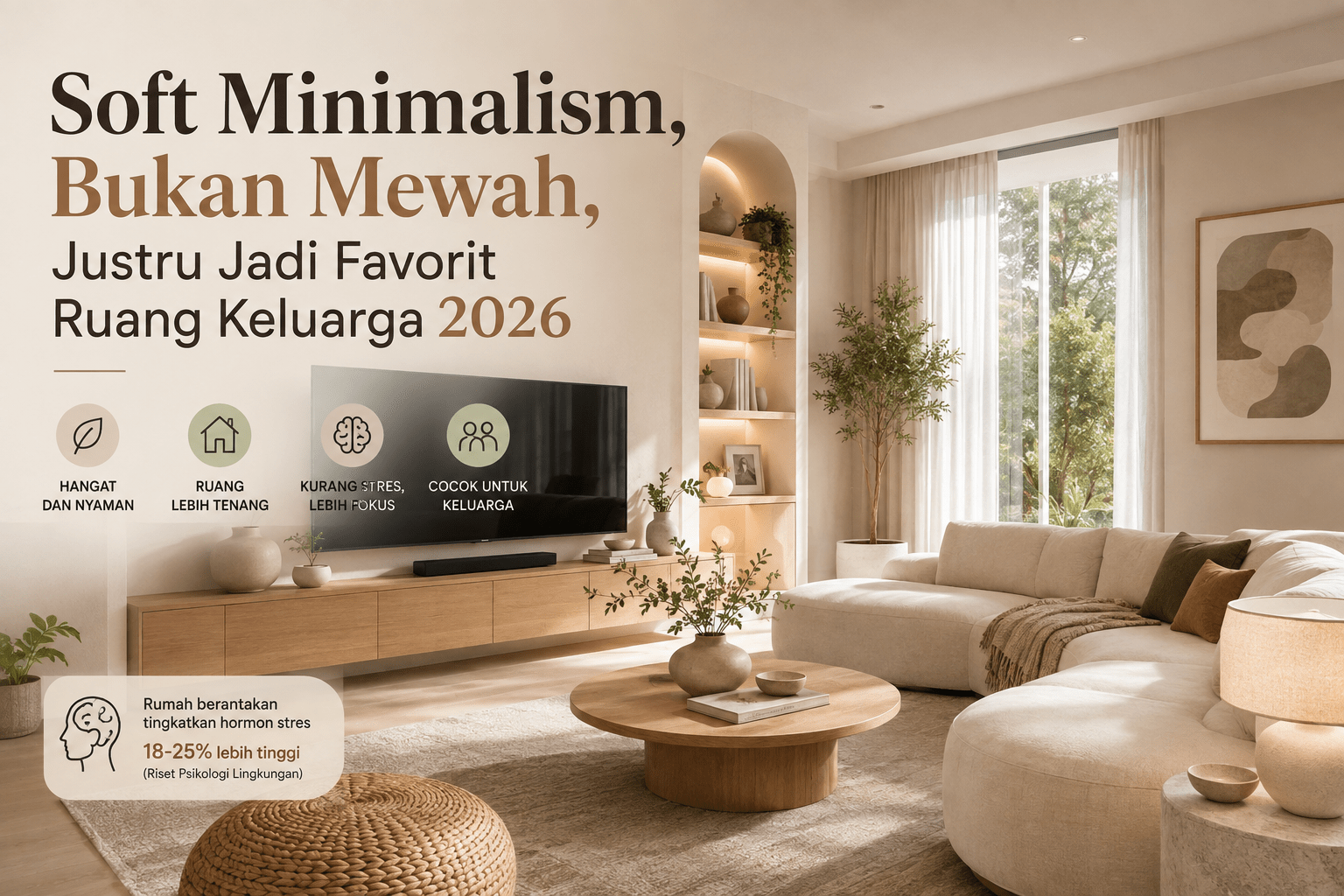 Soft Minimalism, Bukan Mewah, Justru Jadi Favorit Ruang Keluarga 2026