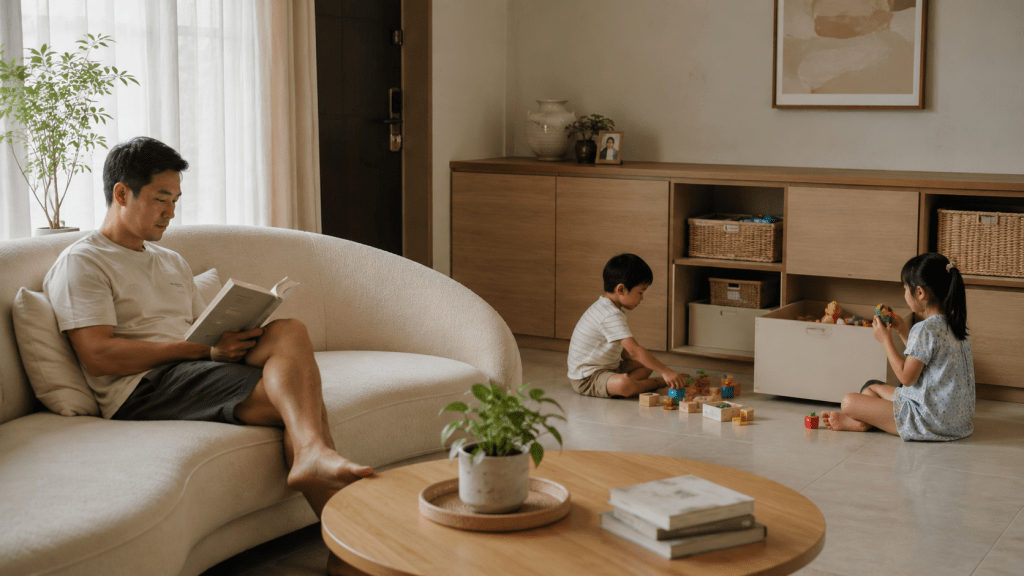 Soft Minimalism, Bukan Mewah, Justru Jadi Favorit Ruang Keluarga 2026 4 Ruang keluarga tertata untuk mengurangi visual clutter dan menciptakan suasana tenang